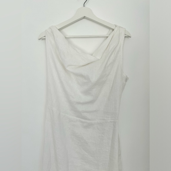 DISSH NWT US 8 Cass White Linen Asymmetrical Midi Dress - Picture 11 of 14